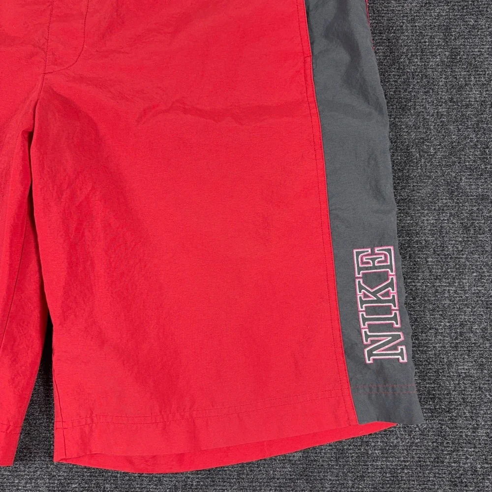 Nike Swim Trunks Board Shorts Mesh Lined Red‎ Grey XXL Sportswear Y2K
